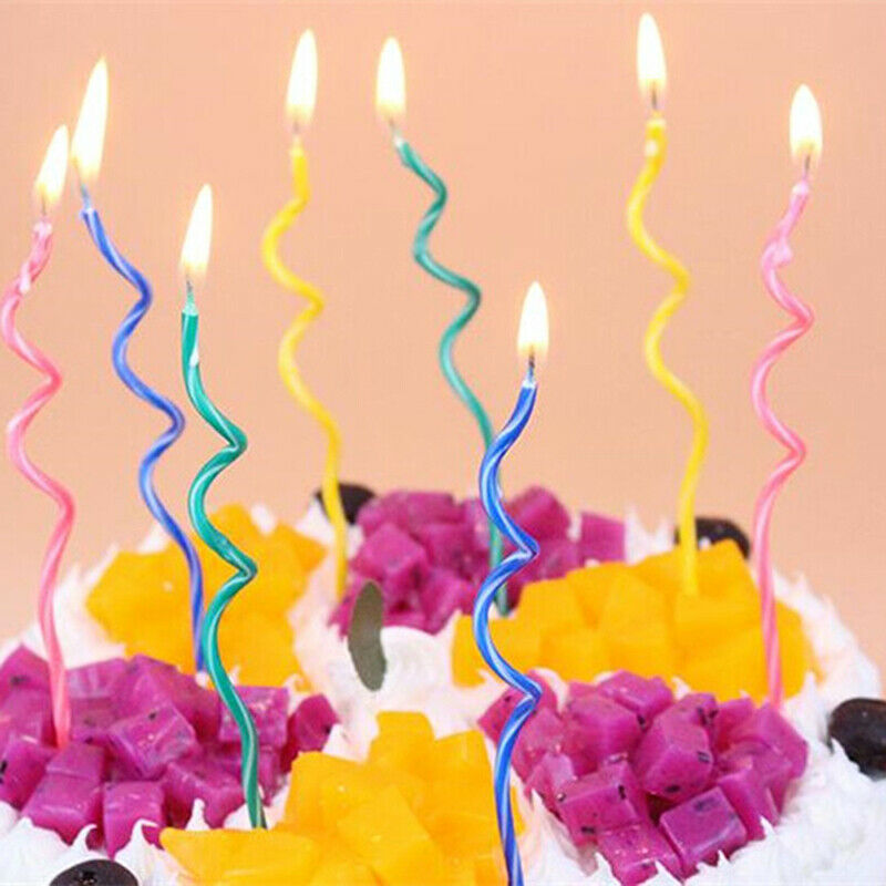 8pcs/set Long curve cake candles mix color birthday wedding party suppli.l8
