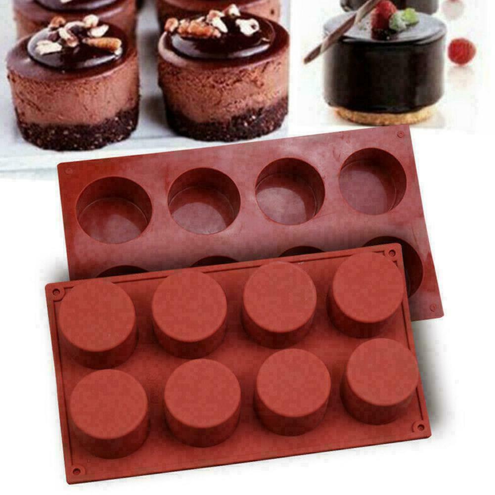 8 Grids Round Silicone Mold Soap Cake Bread Cupcake Baking K3O1 Moulds I8B1