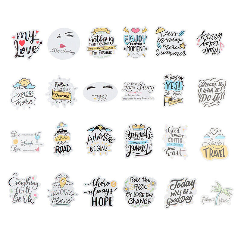50x Motivational Phrases Quotes Waterproof Stickers For Diy Laptop Skateb.l8