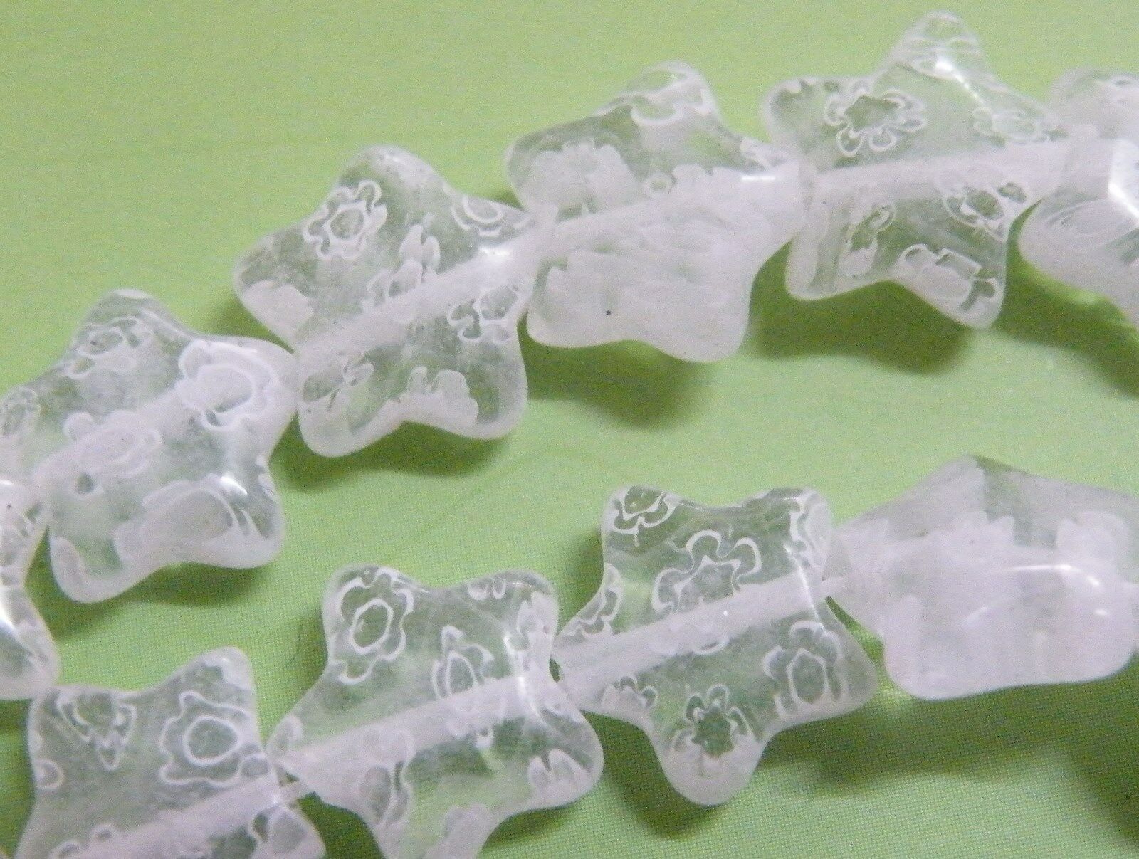 40pcs Millefiori Glass White Star Spacers 10mm P399