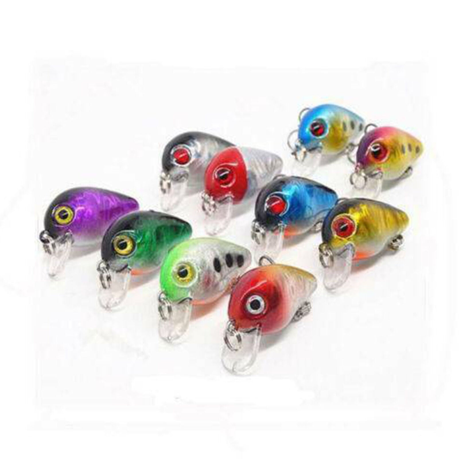 10Pc Mini Fishing Lures Kinds Of Minnow Fish Bass Tackle Hooks Baits Crankbait