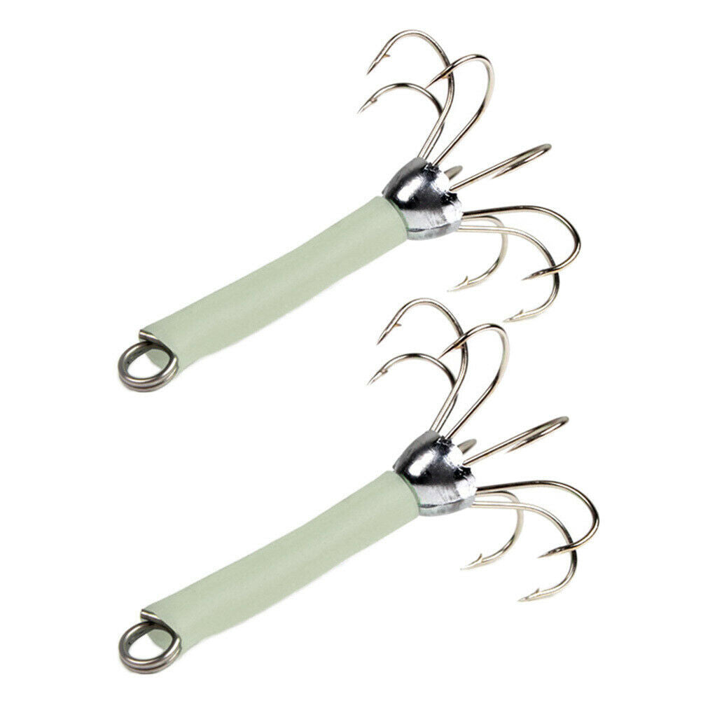 2X 2x Fishing Lures Squid Jigs Hooks with 8 Hook Design Umbrella-Shaped White