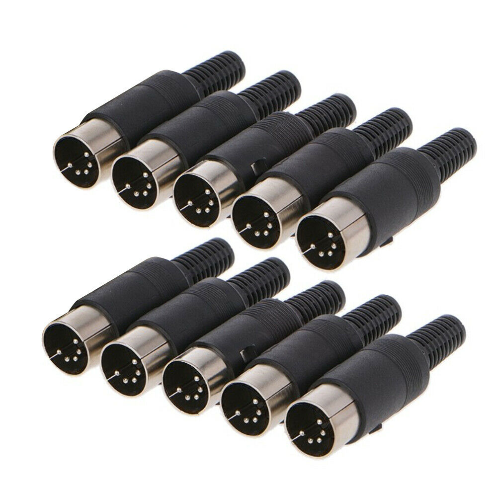10PCS 5 Pin DIN Plug Male Connector Jack with Handle Keyboard Cable Adapter