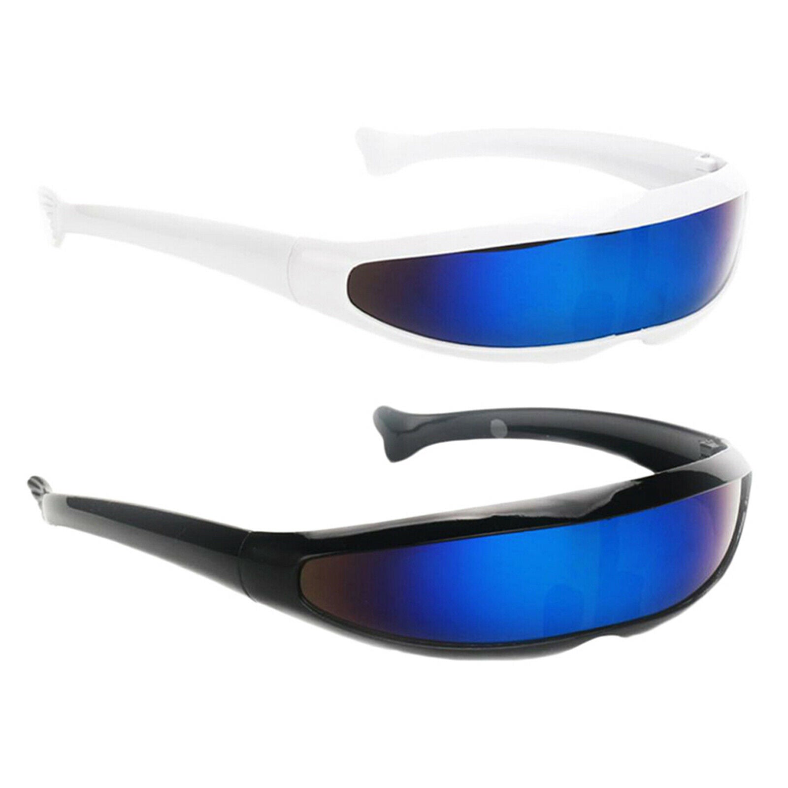 2pcs Female Futuristic Narrow Shield Sunglasses Glasses Dress up Favors