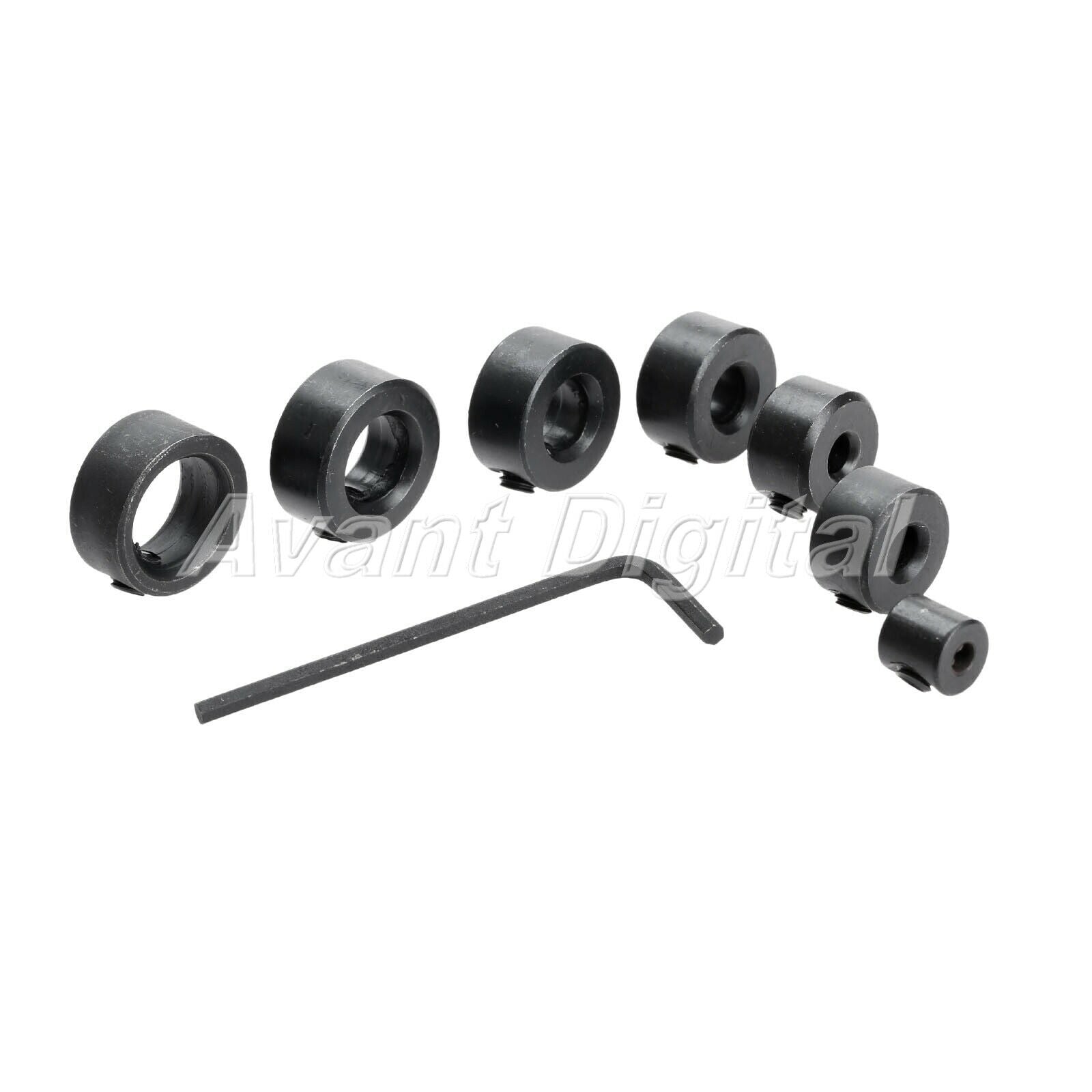 7x Drill Depth Stop Collars Dowels Shaft Chuck + Hex Wrench Consist Carbon Steel