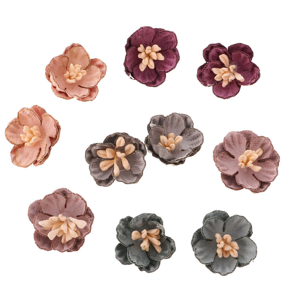 10 Pieces Sewing Fabric Flower Embellishment Dress Hair Applique for DIY