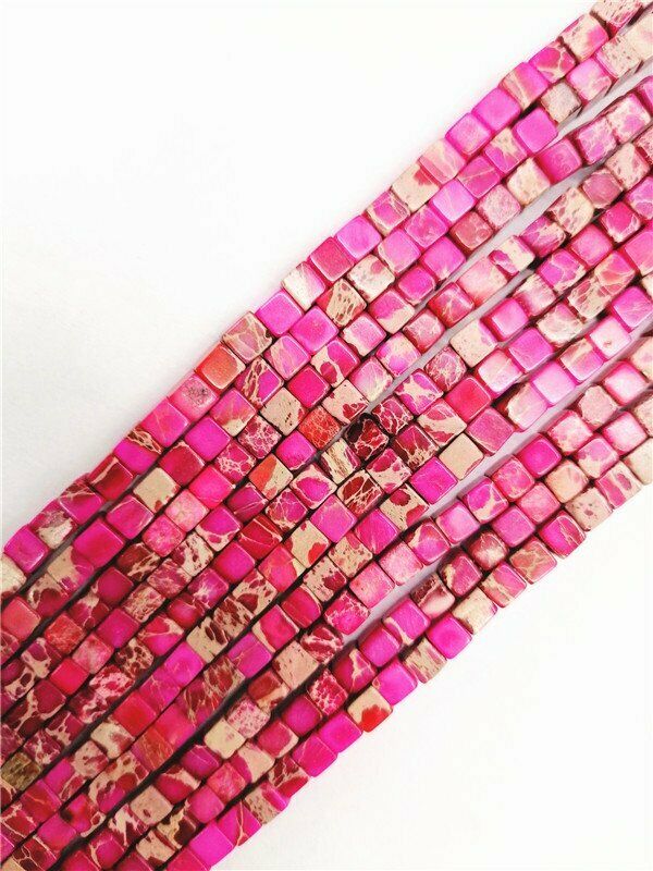 1 Strand 4x4mm Rose Sea Sediment Jasper Square Cube Loose Beads 15.5" HH7617