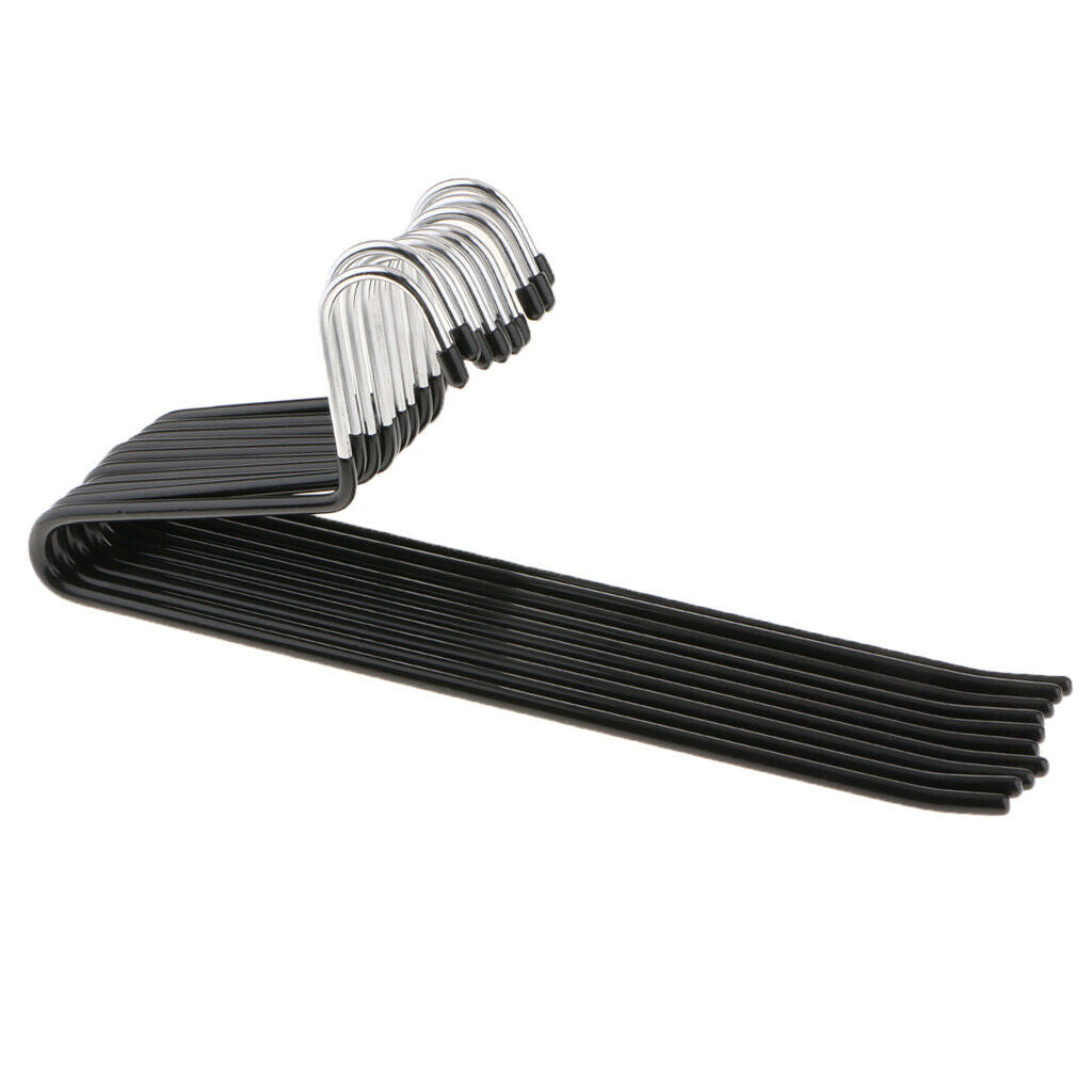 10 Pieces Black S-type Anti-slip Stainless Metal Pant Trousers Jean Hangers
