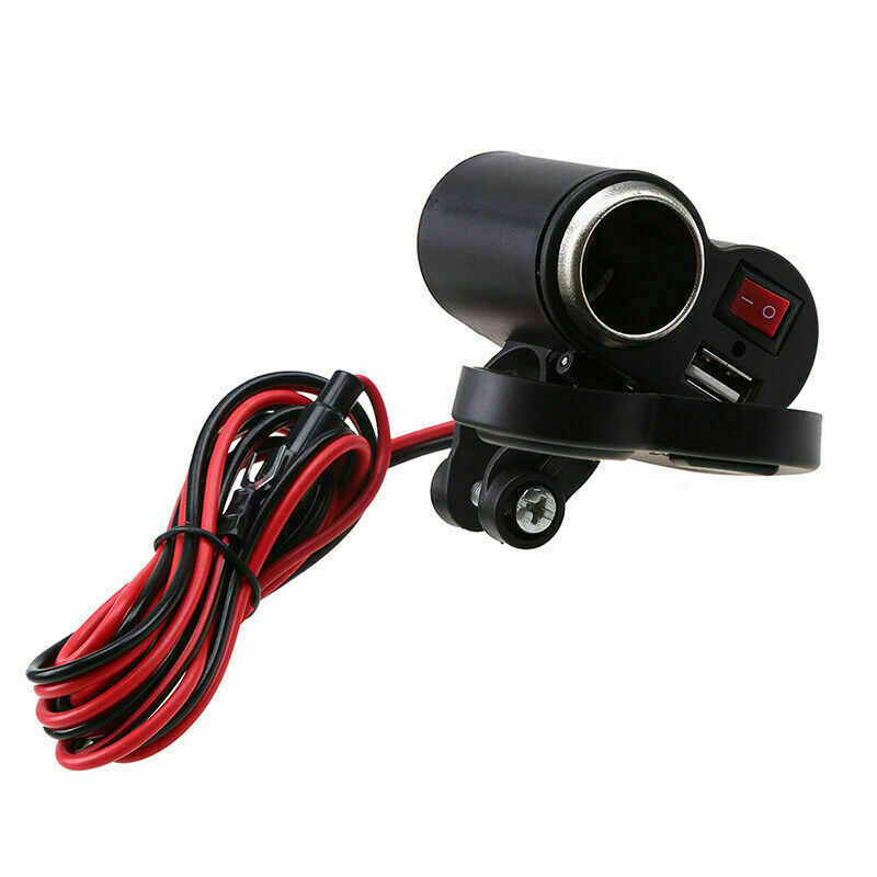 USB Phone Charger Power Cigarette Lighter Socket Universal For 7/8" Motorcycle