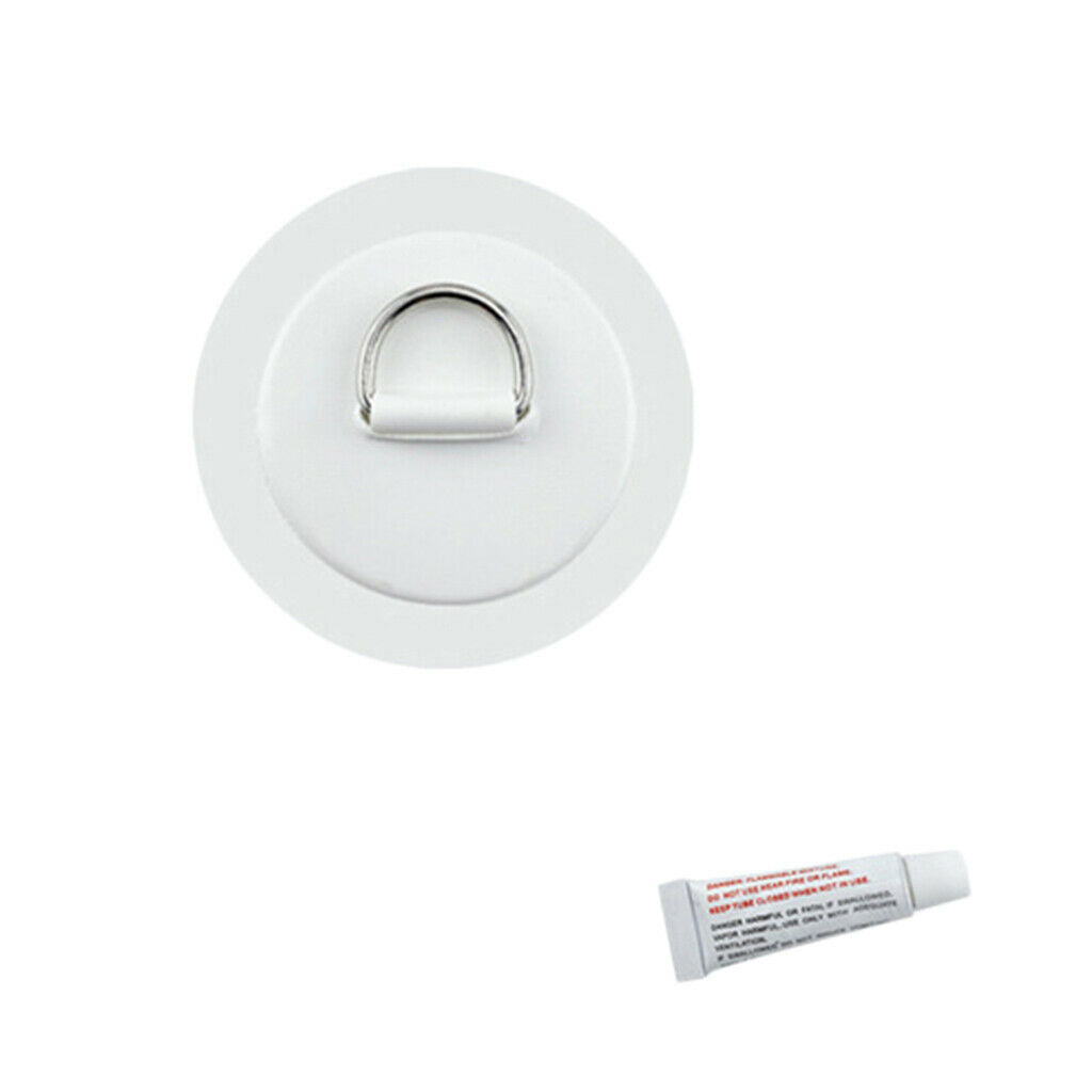 4X Stainless D-Ring Pad/Patch PVC Boat Raft Kayak Surfboard w/Glue Strong White