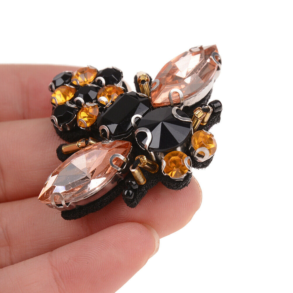 handmade rhinestone beaded sequin patches bees sew on patch for clothes S.l8