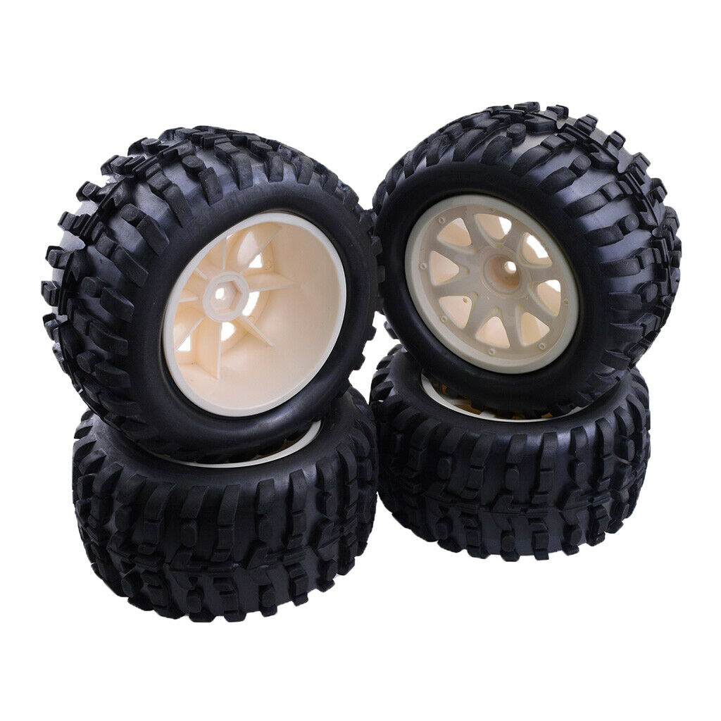 4Pcs 1/10 RC  Monster Truck Wheel And Tire Set Rubber Tyres And Plastic Wheels