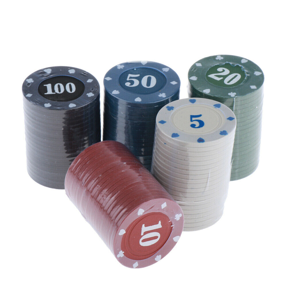 100pcs Plastic Counting Poker Chips Poker Tokens Gift Card Games Accessories