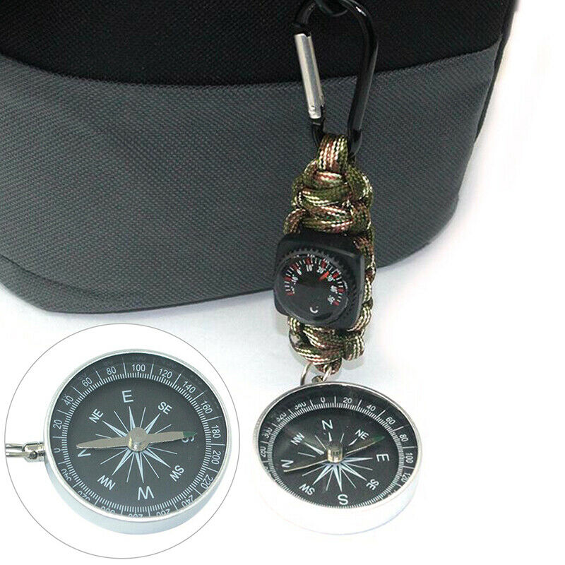 Portable Emergency Compass Thermometer Key Chain Outdoor Camping Survival.l8