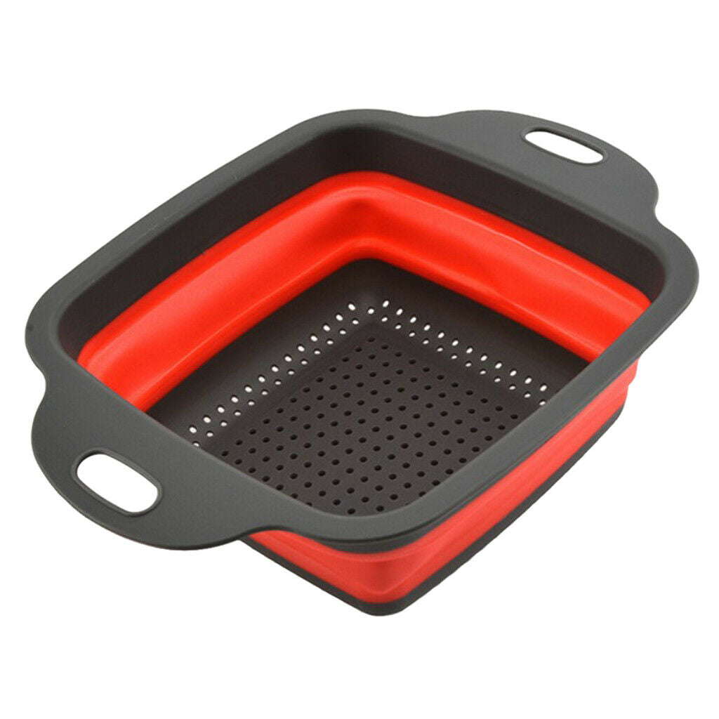 Silicone Collapsible Colander Drainer Basket Rectangle Folding Strainer S