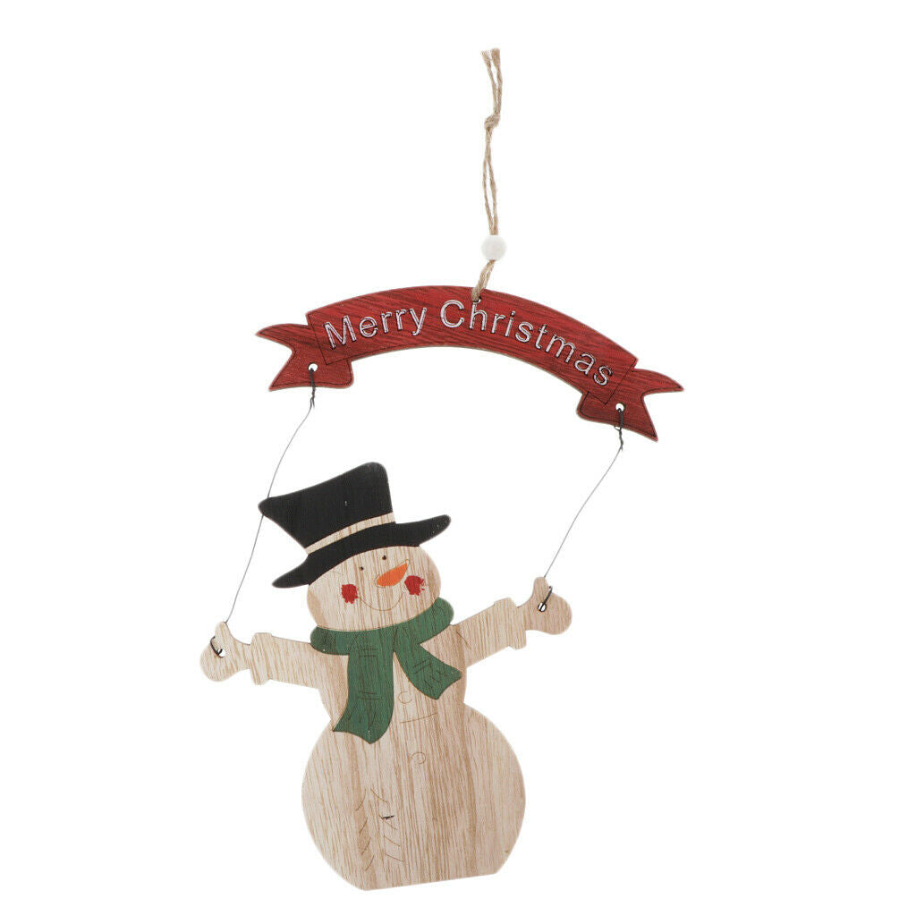 Christmas Snowman Wooden Pendants Xmas Ornaments Room Party Hanging Decor