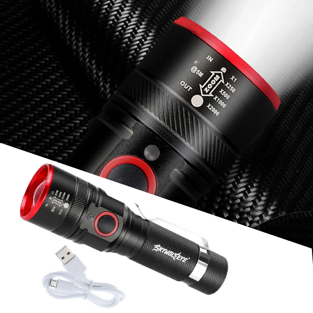 Compact 500LM Zoom T6 LED Flashlight Rechargeable Portable Torch Light