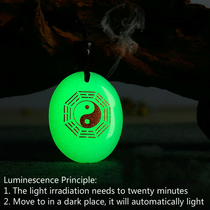 Chinese Yin Yang Sign Necklace In The Dark Luminous Stone Pendant Adjustable New