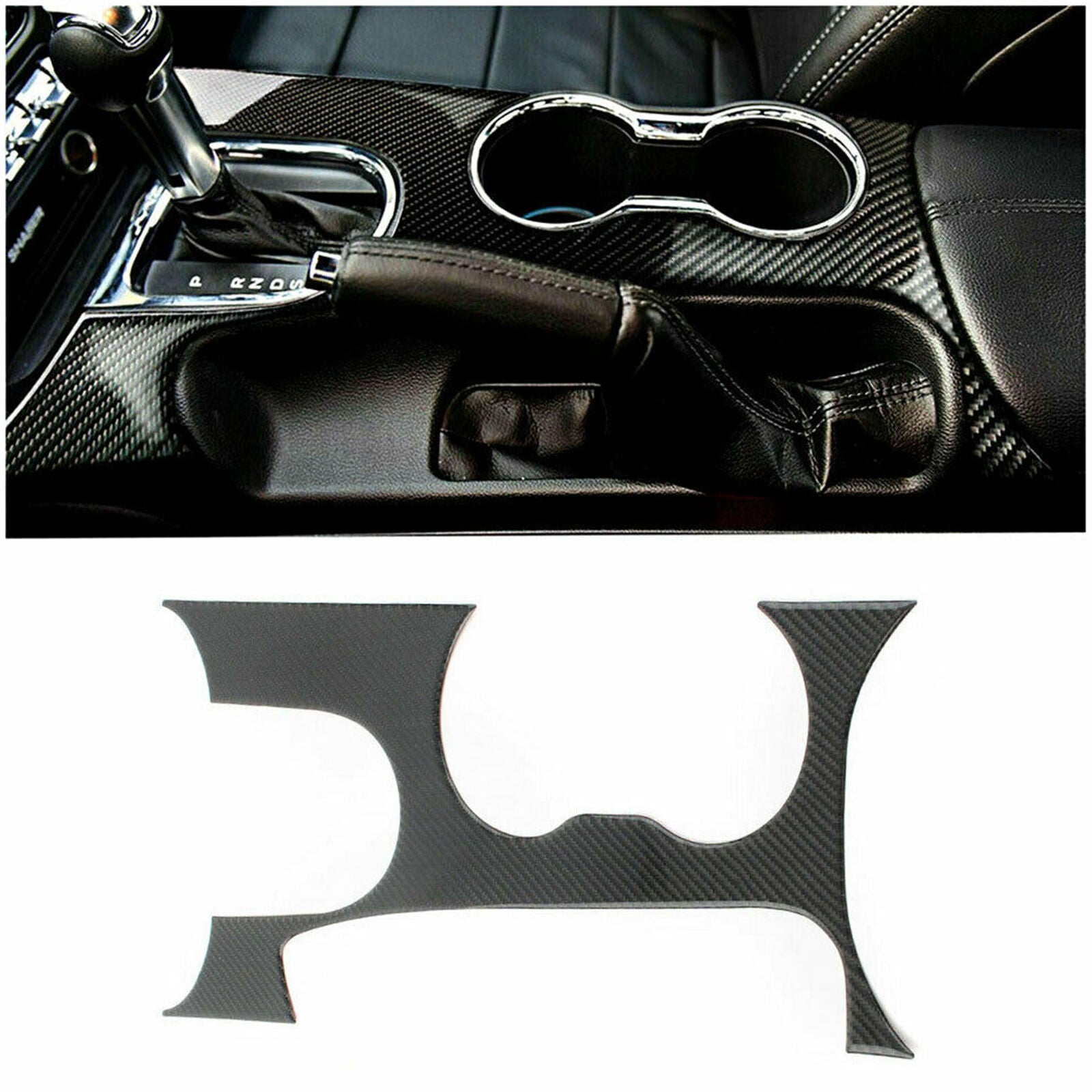 Carbon Fiber Interior Gear Shift Panel Cover Trim fits Ford Mustang 2015-2020