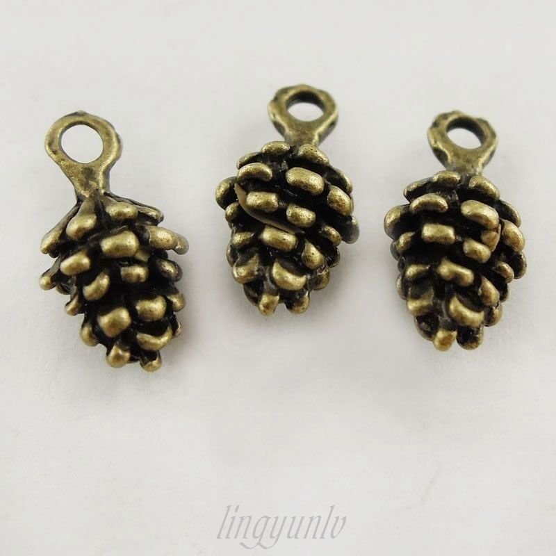 40 pcs Antiqued Bronze Alloy Metal Pine Cone Charm Handmade Jewelry Accessories