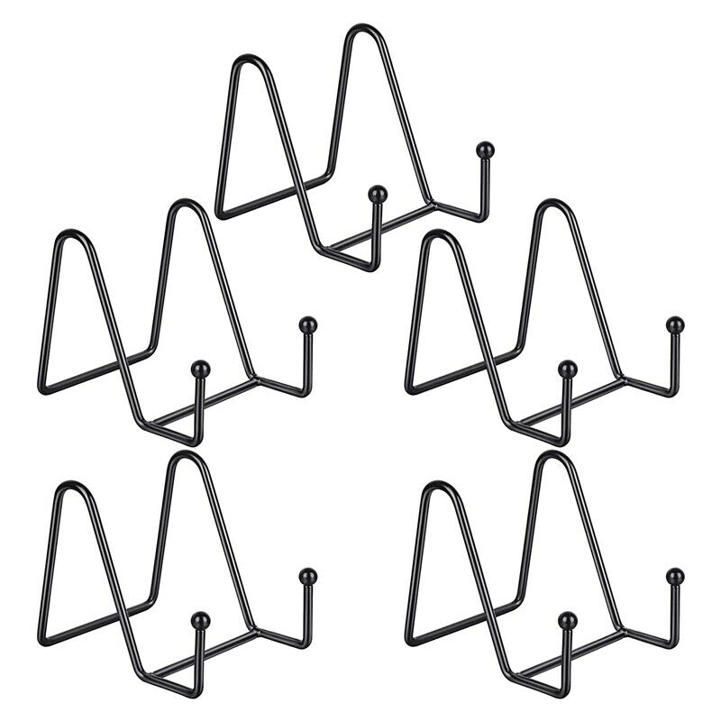 5 Pack Metal Display Stands Black Iron Easel for Plate Stand Plate Holder DiF1G5
