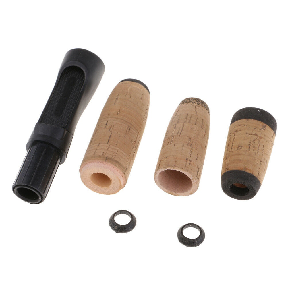 Fishing Tackle  Rod Building Split Grip Cork Handle Kit + Reel Seat