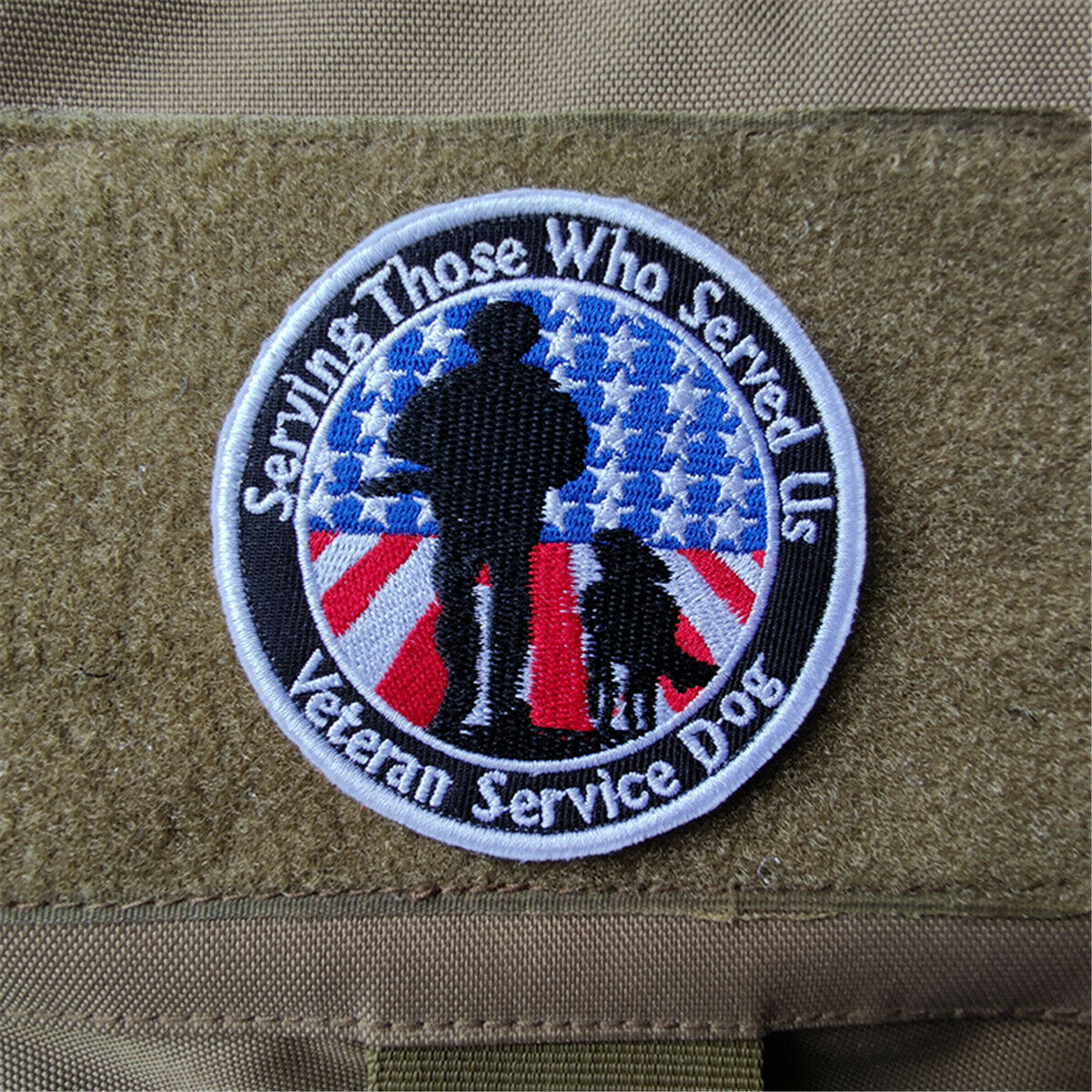 Veteran Service Dog Serving those who served US Embroidered Fastener Patch Badge