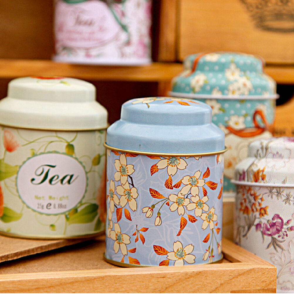 Flower Design Metal Sugar Coffee Tea Tin Jar Container Candy Sealed Cans .l8