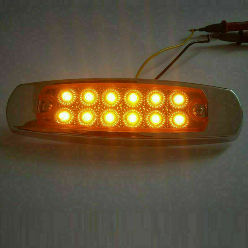 20X 12V 6.15" Side Clearance Marker 12 LED Amber Truck Trailer Camper Chrome