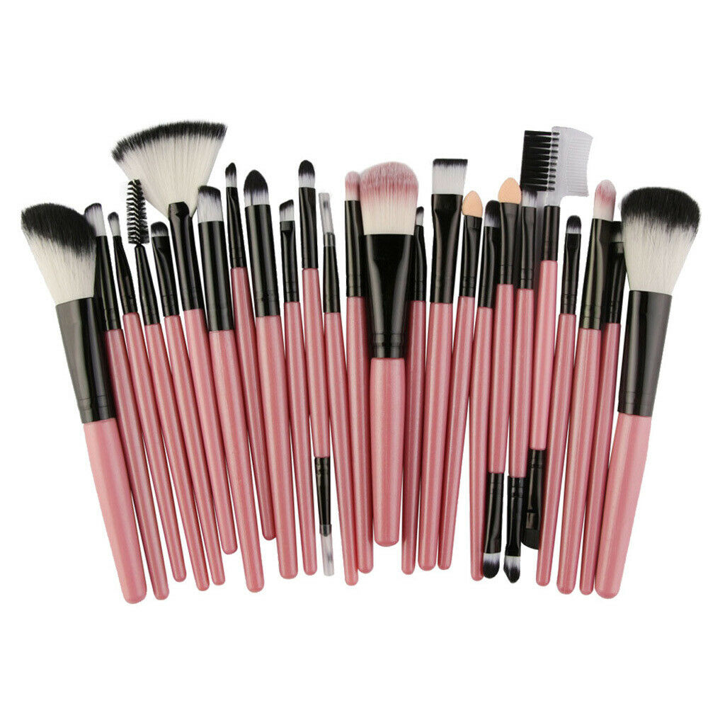 25x Pro Makeup Brushes Set Blush Contour Blending Lips Brush Kit Pink Black