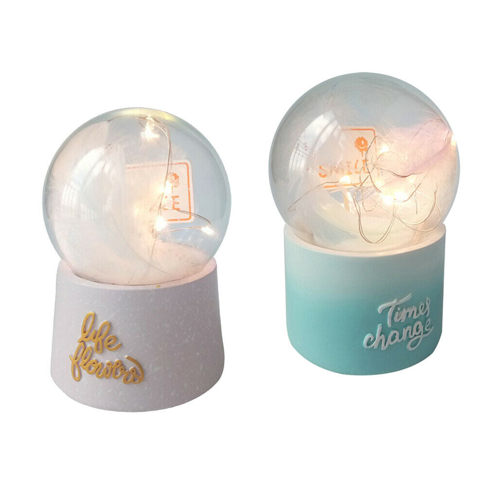Water Globe Crystal Ball Musical Box Night Lights Battery Powered Pink Blue