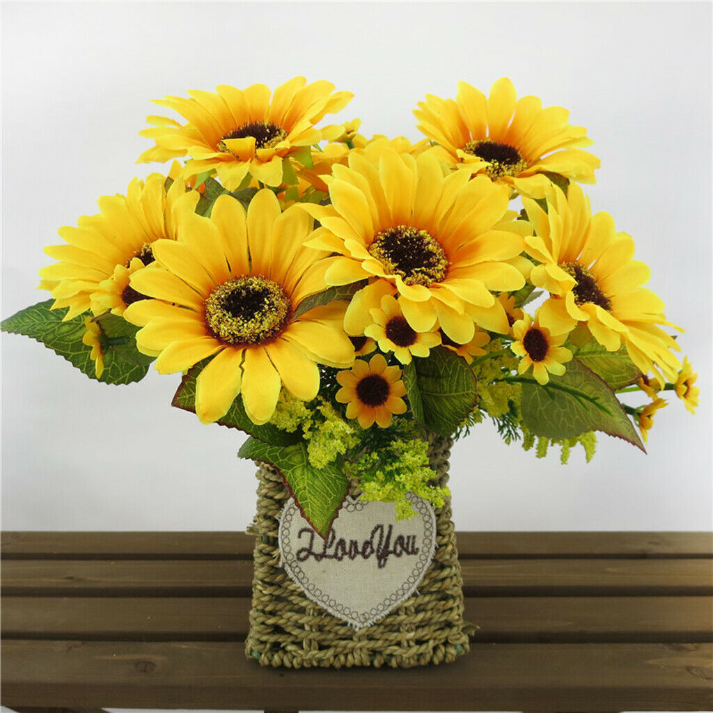 2Pcs Artificial Sunflower Yellow for Home Garden Wedding Decoration