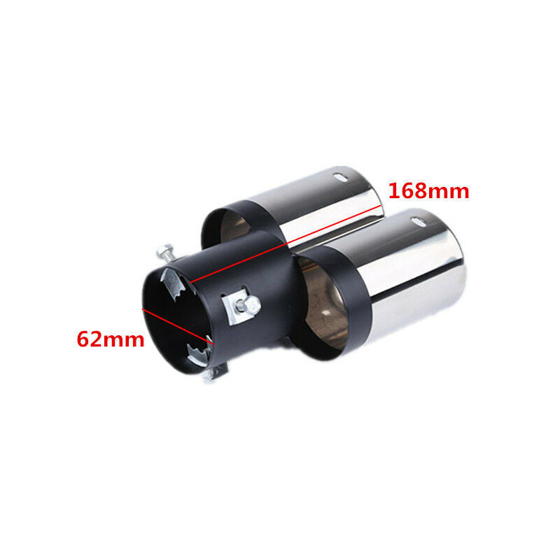 Durable Stainless Steel Car Muffler Exhaust Y-Pipe Dual Tail Tip Noise Reduction