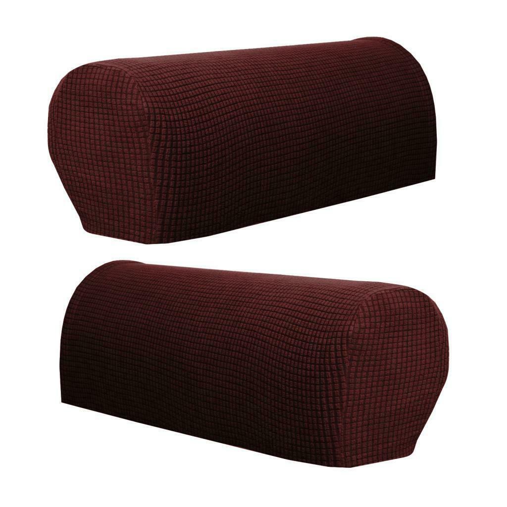 Set of 4 Flannel Furniture Sofa Armrest Covers Protectors Dark Coffee