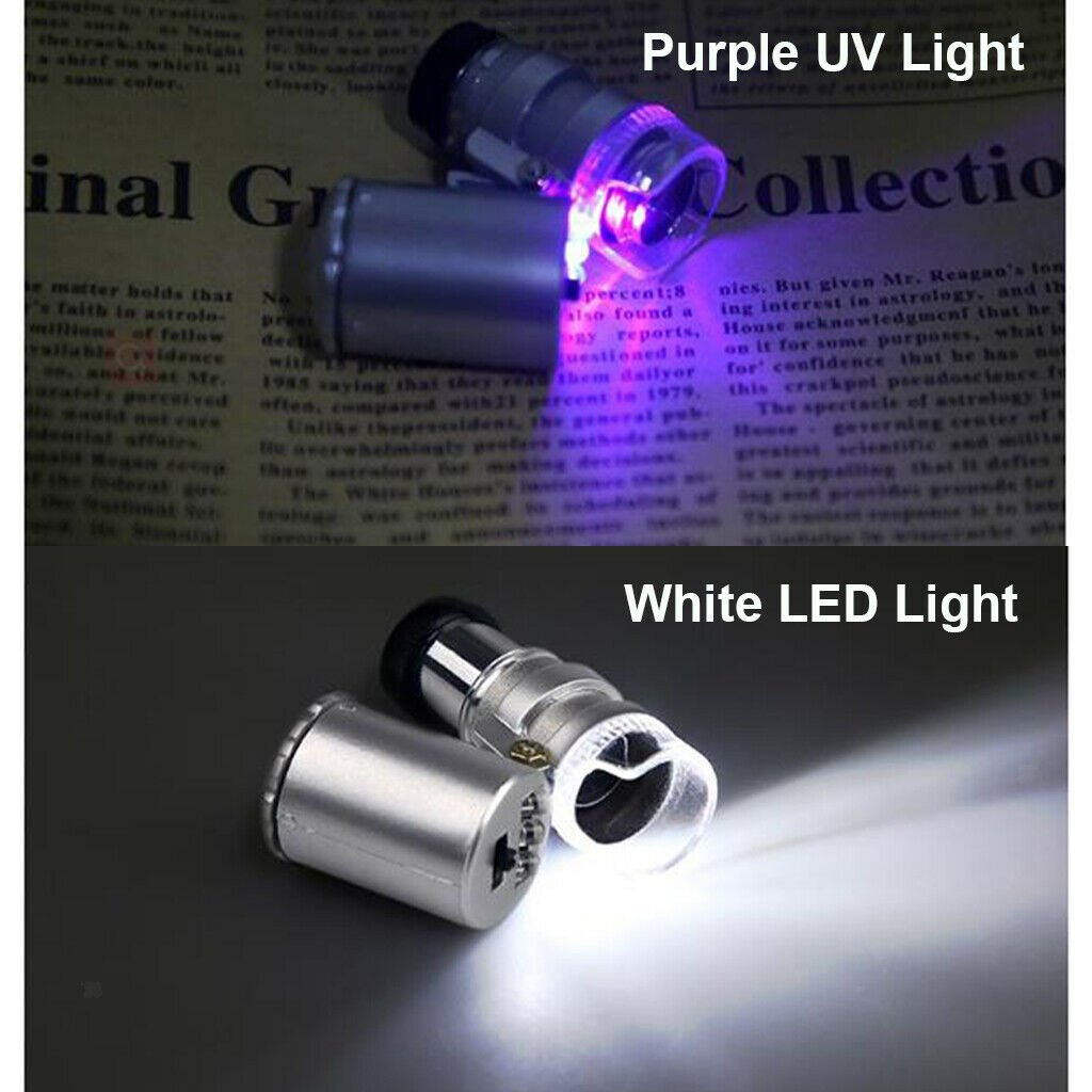 60X Portable Mini Magnifier Miscroscope Illuminated Jewelry Tester Eye Loupe