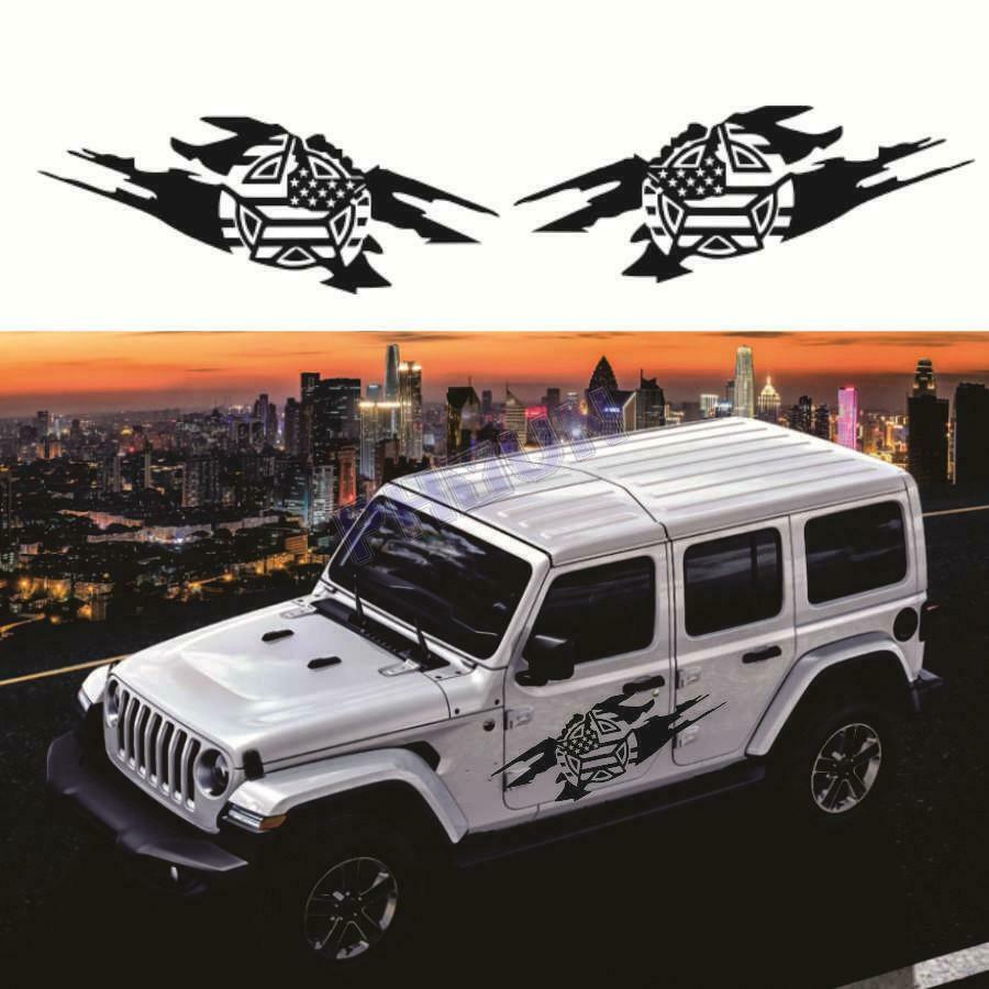 168X65cm Car Truck Stickers Decals Black Military Star Look Waterproof Universal