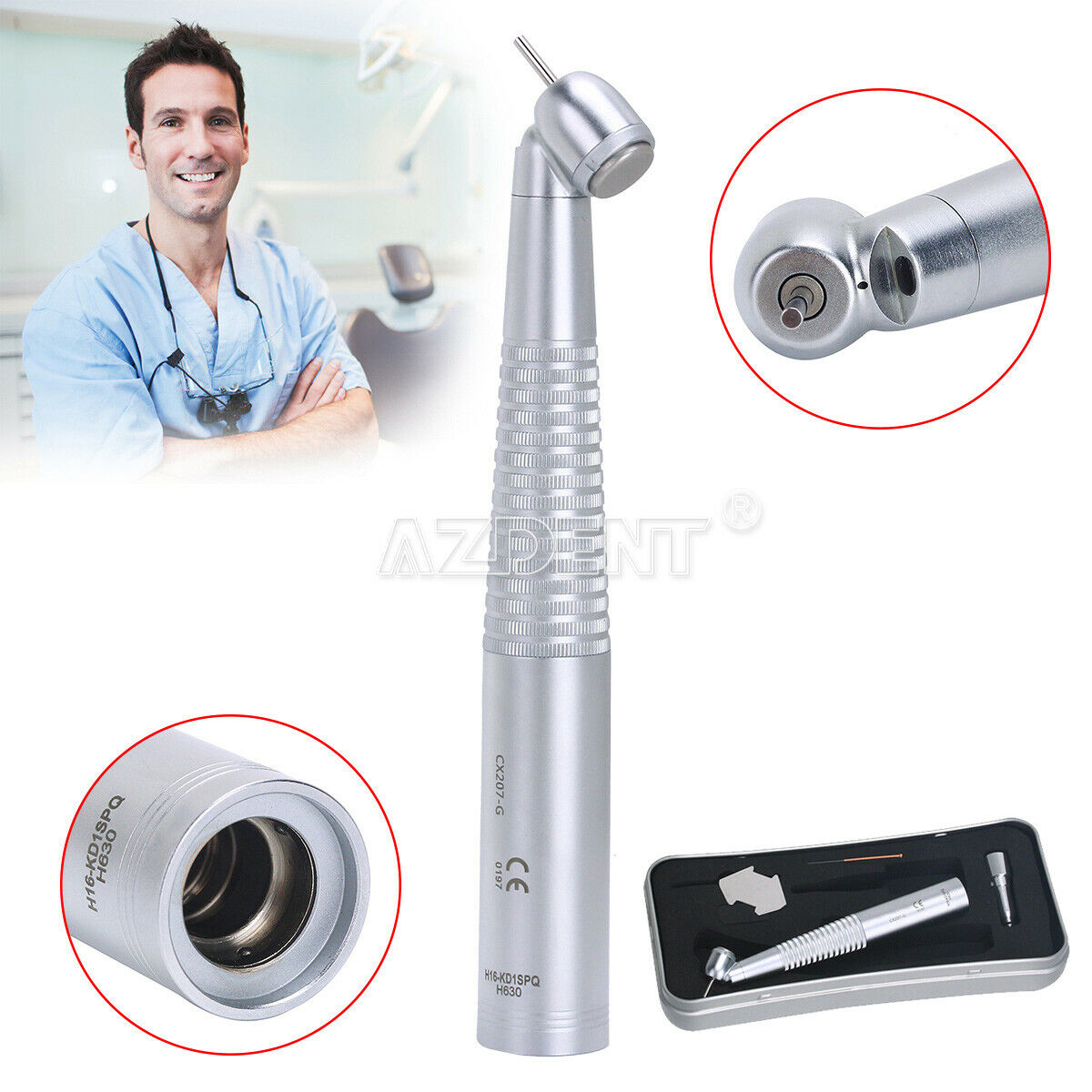 Dental Surgical 45° LED Fiber Optic High Speed Handpiece 1 Way Water Spray
