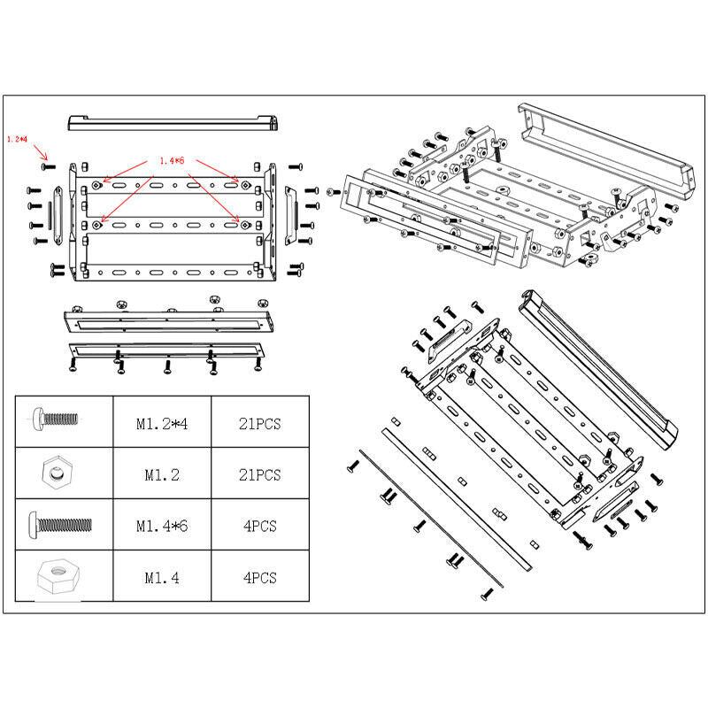 Metal Luggage Cer Roof Rack for WPL D12 1/10 RC Car Upgrade Parts Decoration AE6