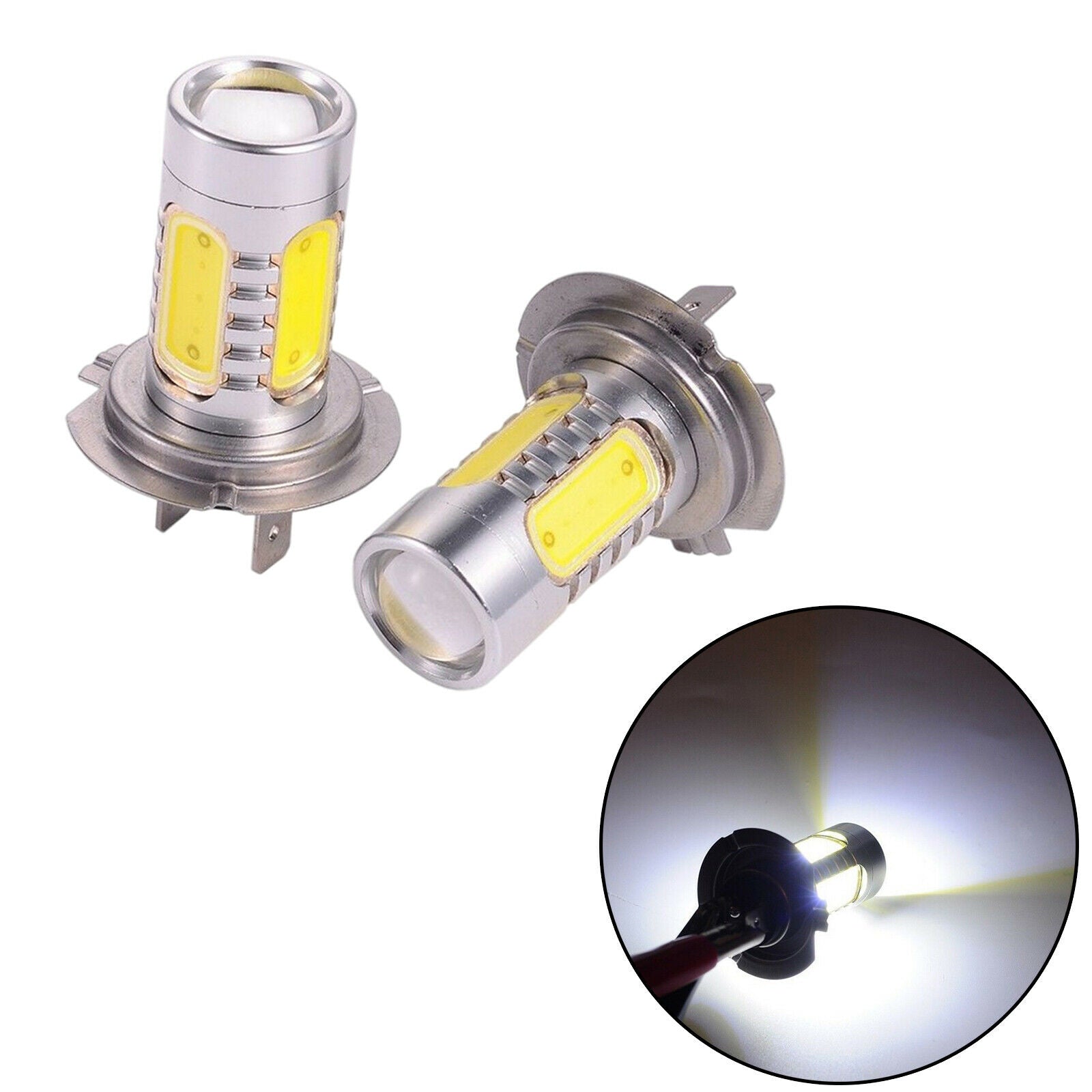 H7 7.5W LED Fog Light Bulb 2x 12V DC 6500K-7000K White Light for Truck