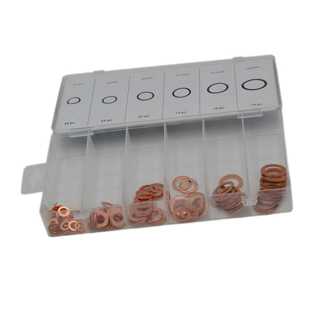 110Sets Solid Copper Washers Assorted Seal Flat Ring Hardware kit Durable