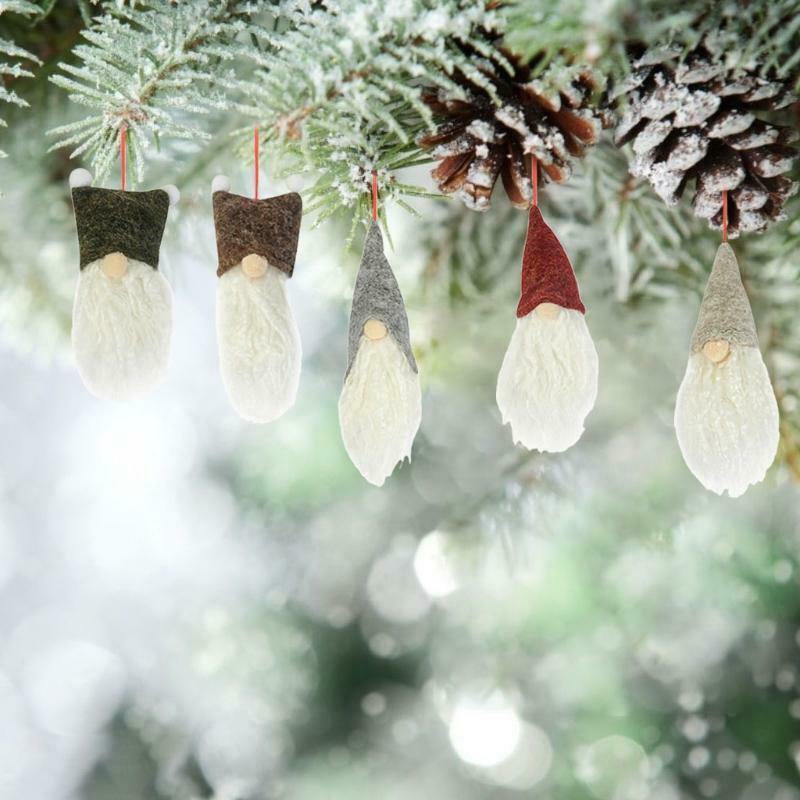5Pcs Christmas Tree Hanging Gnomes Ornament Swedish Handmade Plush Santa Elf
