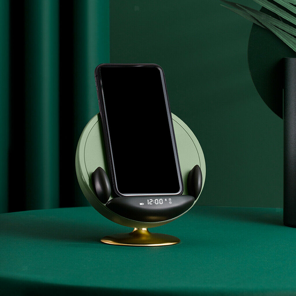 Alarm Clock Bluetooth Speaker Desktop Wireless Bedroom Charger Phone Bracket
