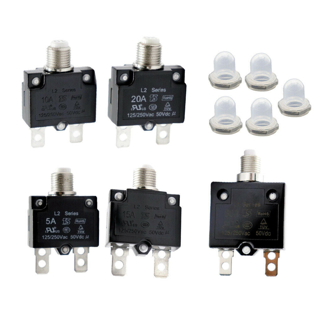 5pcs 125/250V AC 50V DC Circuit Breaker Manual Overload Protector Switch