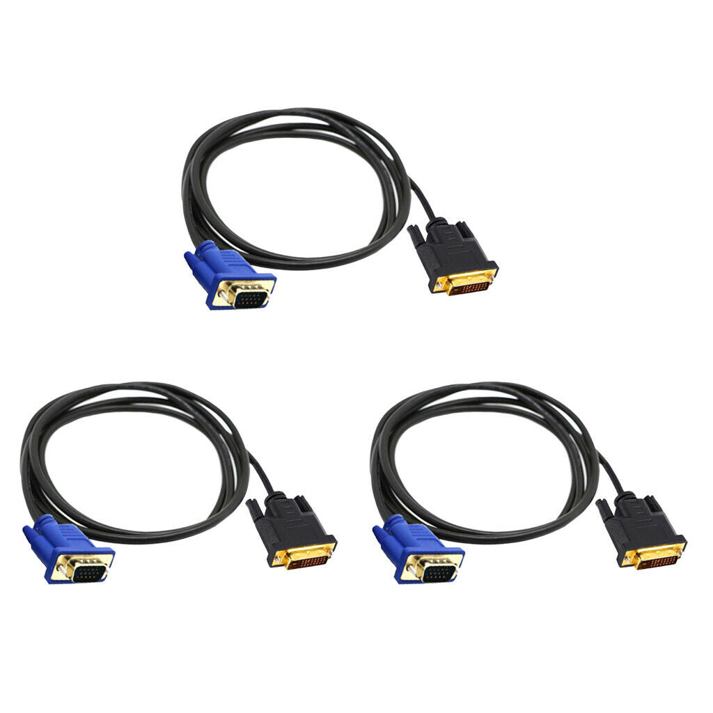 Set of 3 DVI 24+1pin Male to VGA SVGA D-Sub Male Convert Adapter Cable