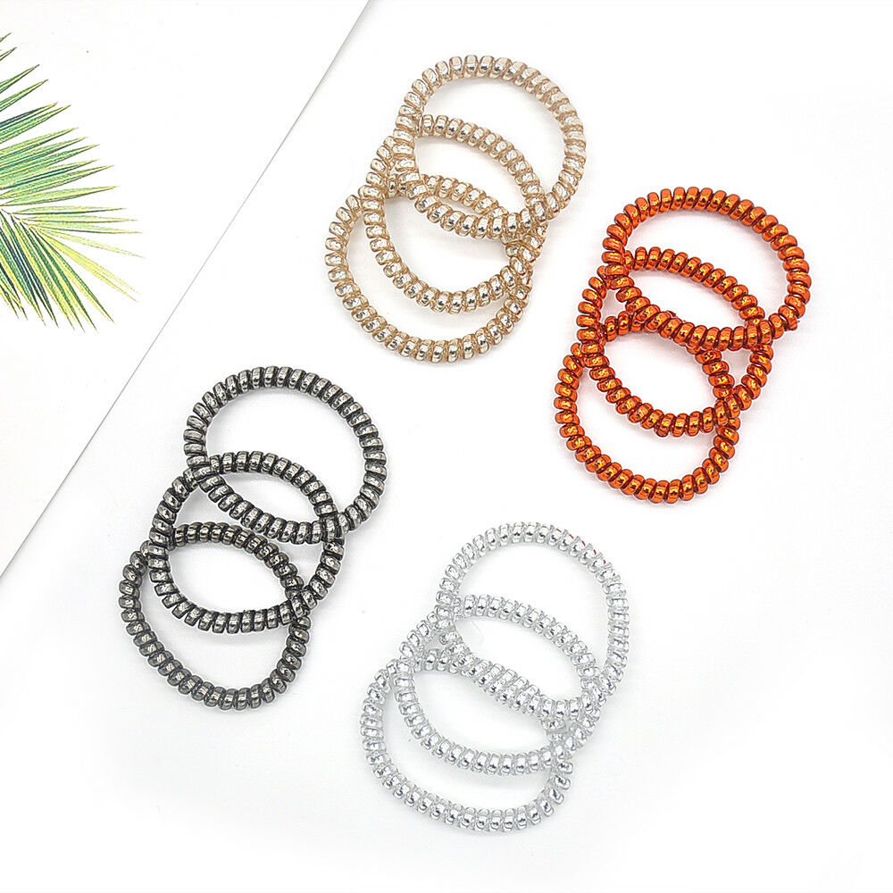 12PCS/SET Rubber Telephone Wire Hair Ties Spiral Hair Head Elastic Bands Lots CA