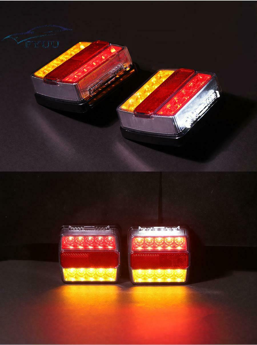 2X Waterproof Boat Marker Truck Rear 16 LED Submersible Trailer Tail Lights Kit