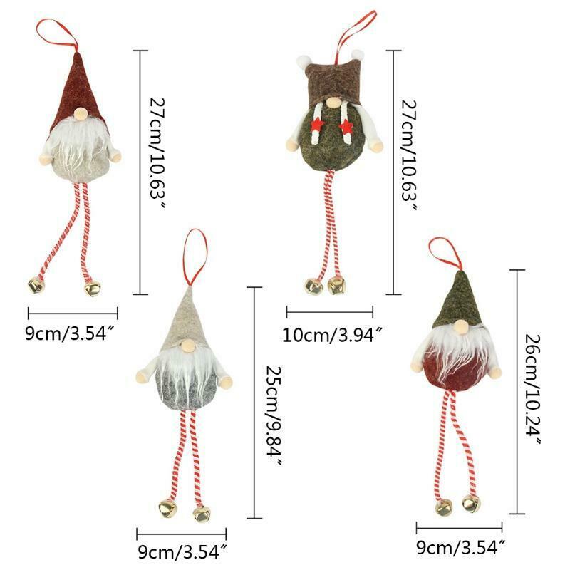 4pcs Christmas Tree Hanging Gnomes Ornaments Swedish Handmade Plush Gnomes