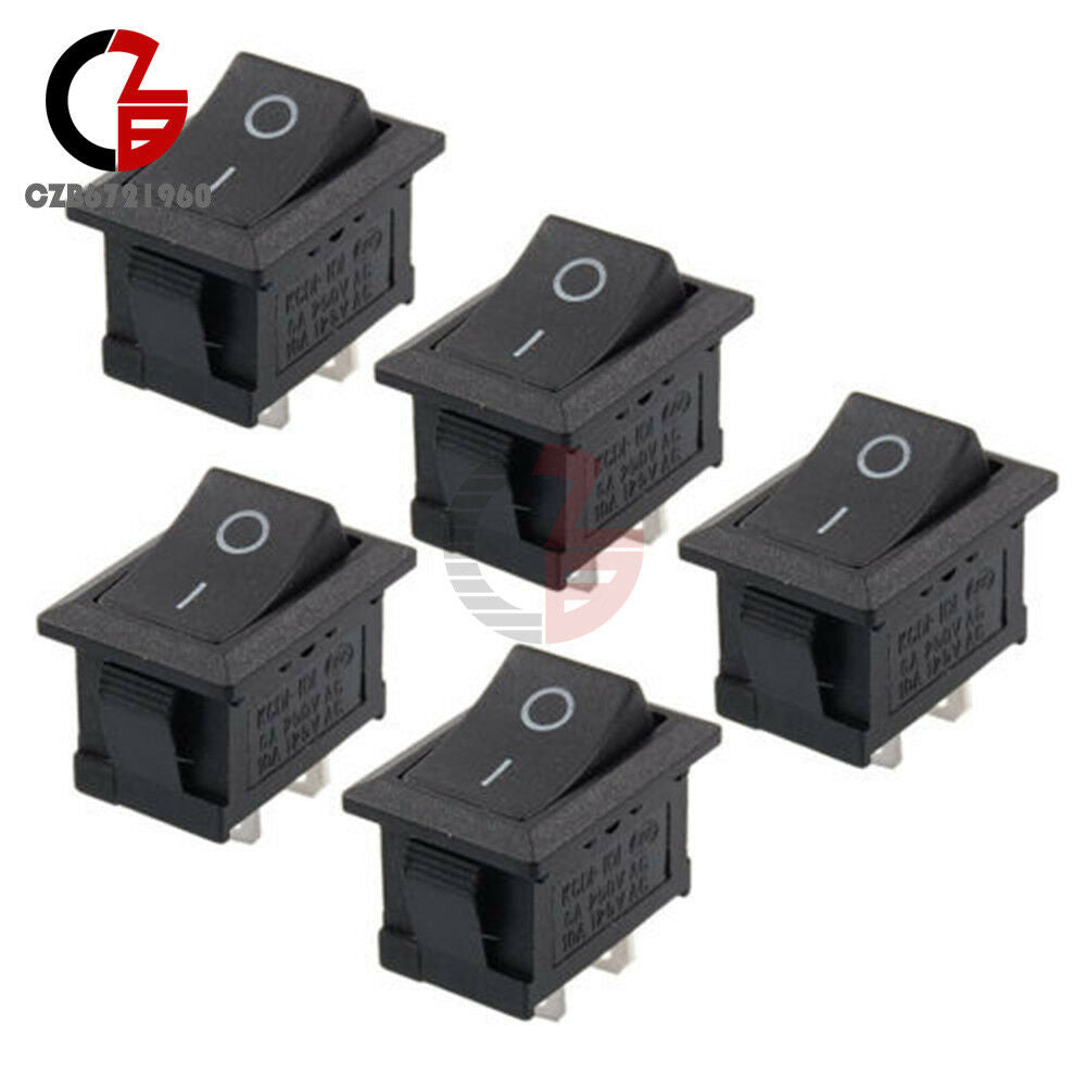 10PCS Car Truck Boat Round Rocker 2 Pin KCD1-101 ON/OFF Toggle Switch 125V 6A