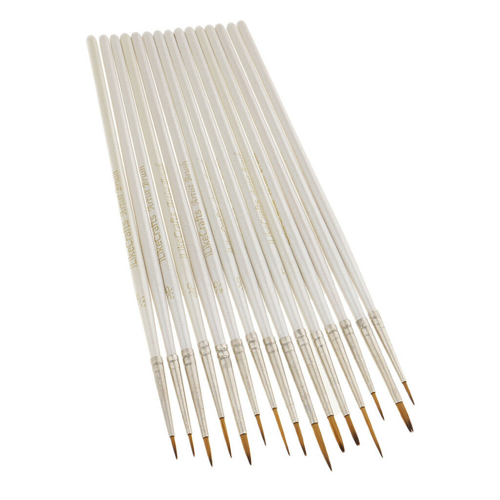 15x Assorted Round Pointed Tip Brushes Set for Nair Art Acrylic Oil Painting