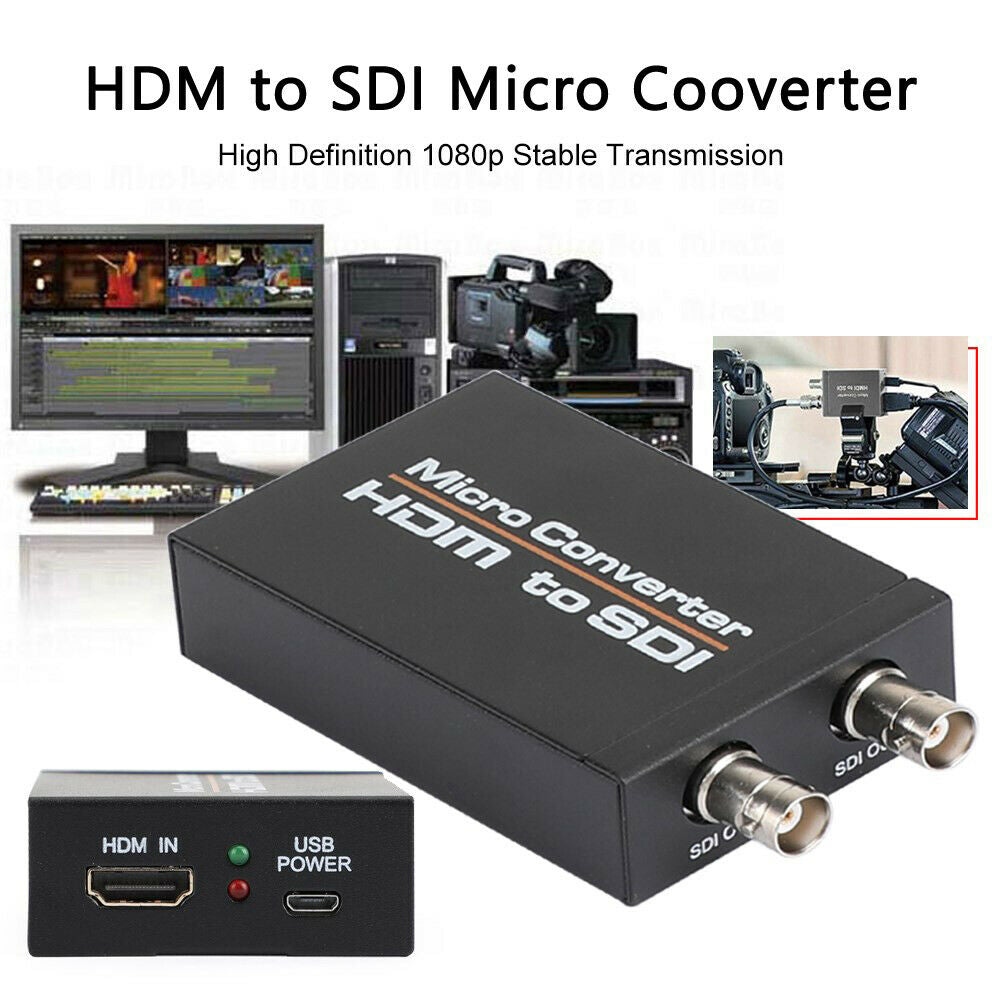 1 HDM In to 2 SDI+SDI Out Mini HD Video Micro Converter Audio Switcher Black BS5